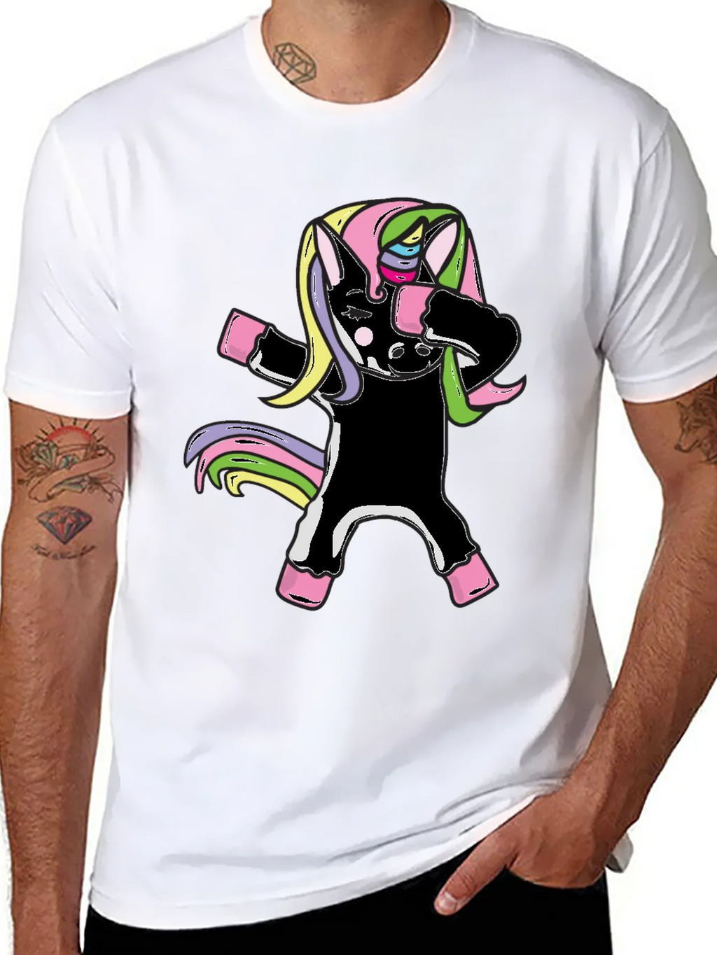 Unicorn Dabbing Graphic Tee - Black Cotton Shirt product image 7