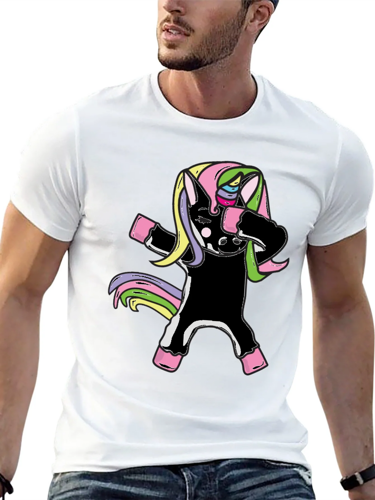 Unicorn Dabbing Graphic Tee - Black Cotton Shirt product image 12