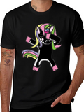 Unicorn Dabbing Graphic Tee - Black Cotton Shirt product image 1