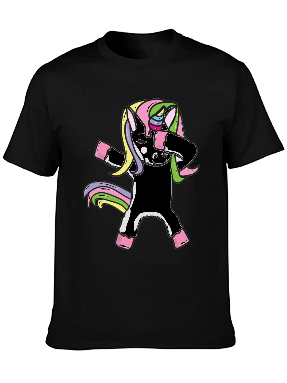 Unicorn Dabbing Graphic Tee - Black Cotton Shirt product image 3