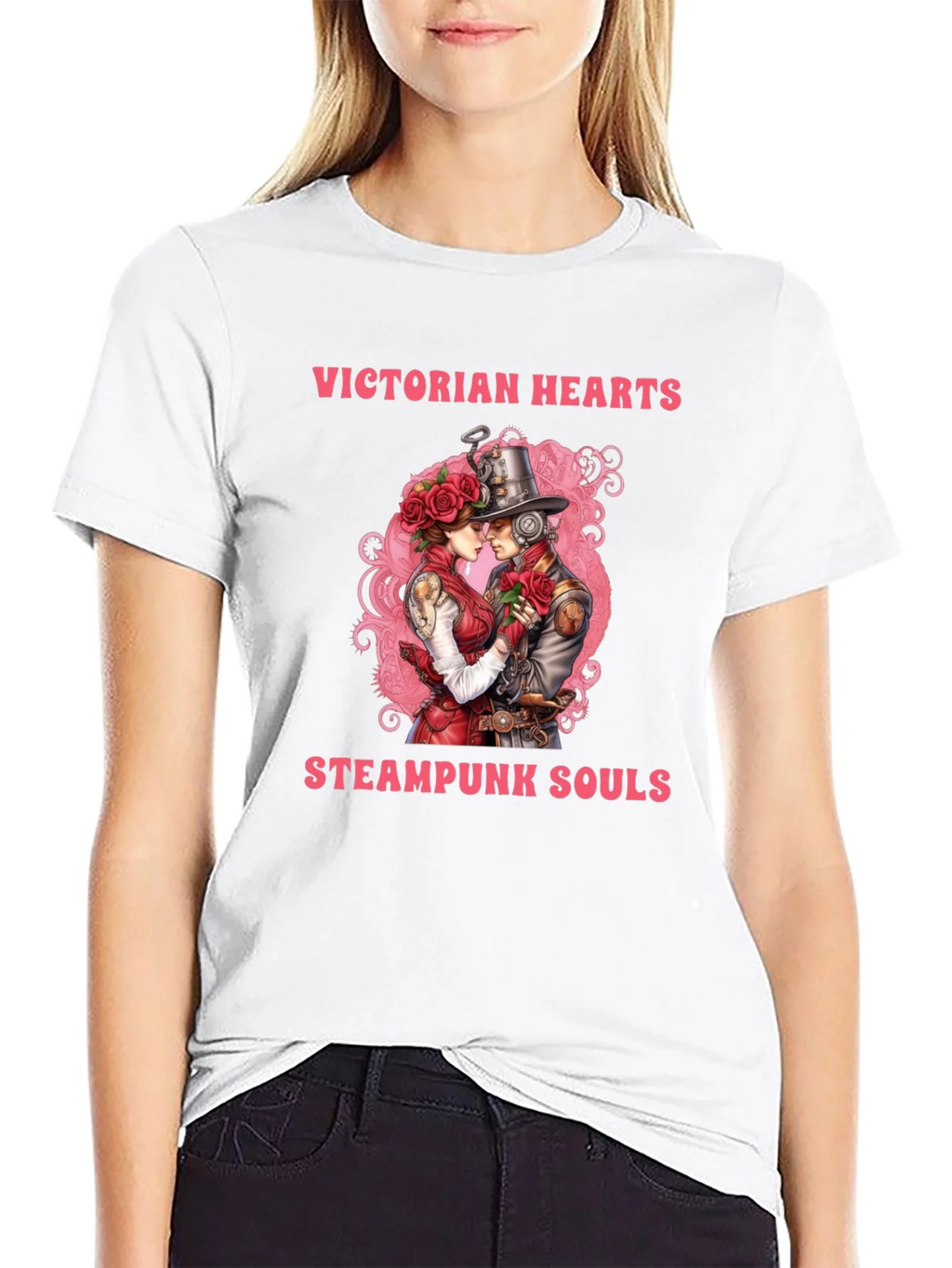 Victorian Hearts Steampunk Souls Black T-Shirt product image 8