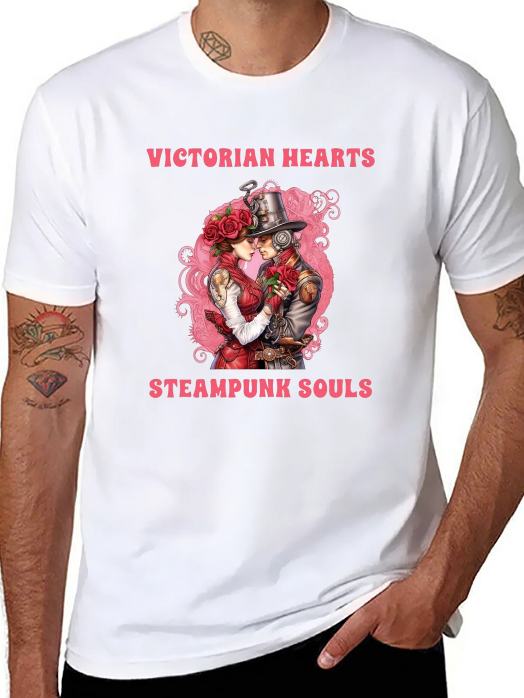 Victorian Hearts Steampunk Souls Black T-Shirt product image 7