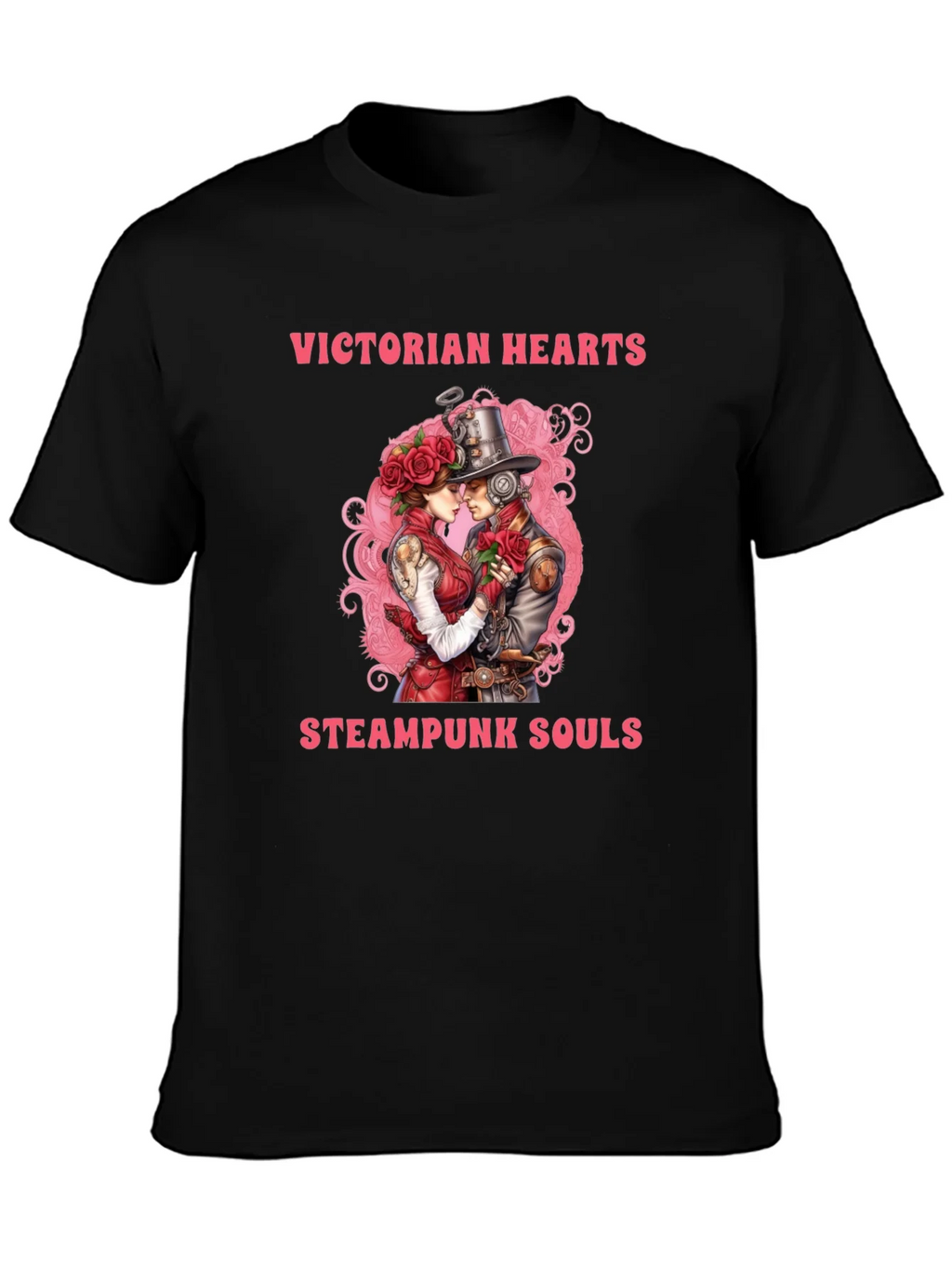 Victorian Hearts Steampunk Souls Black T-Shirt product image 3