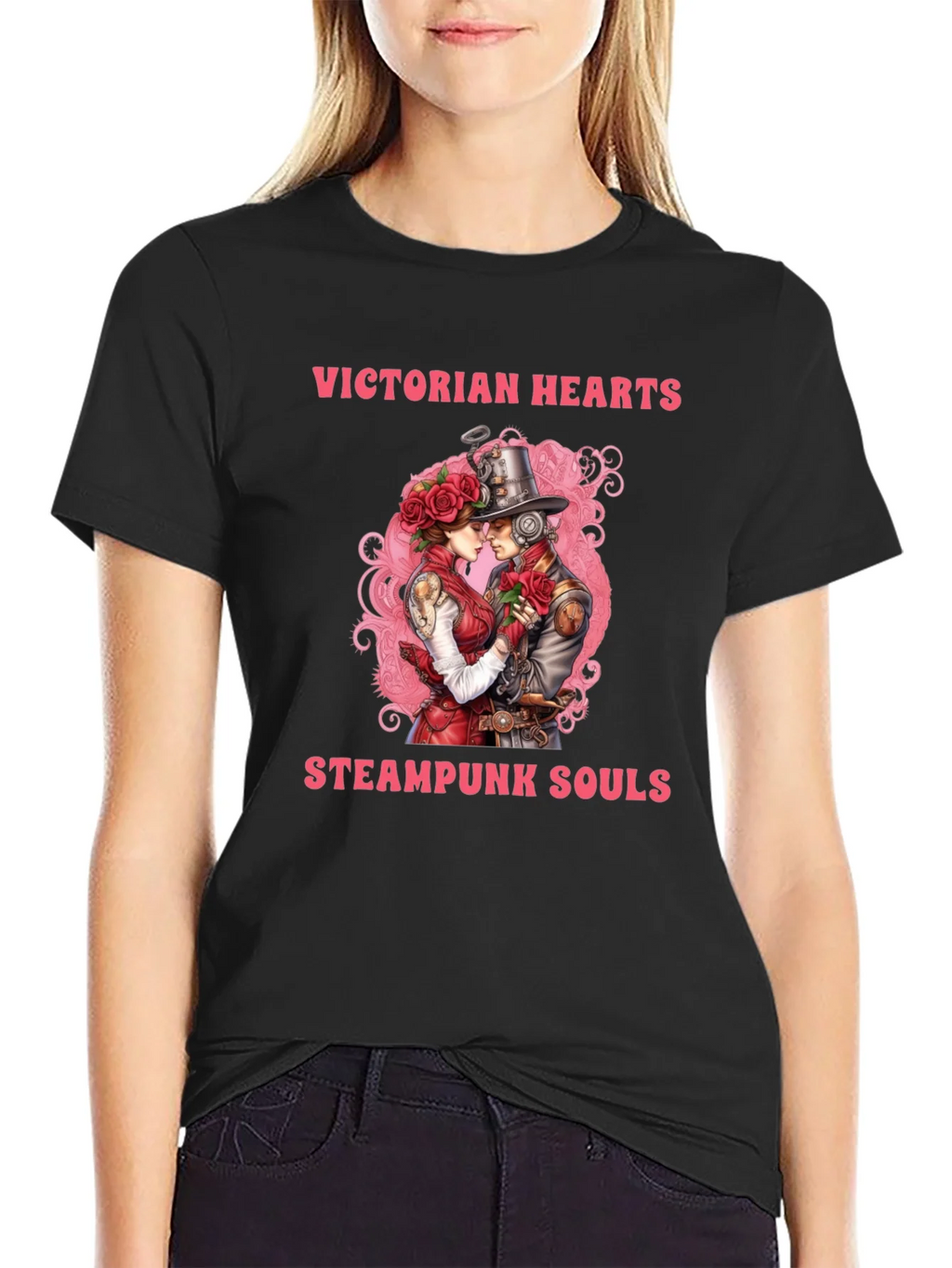 Victorian Hearts Steampunk Souls Black T-Shirt product image 2
