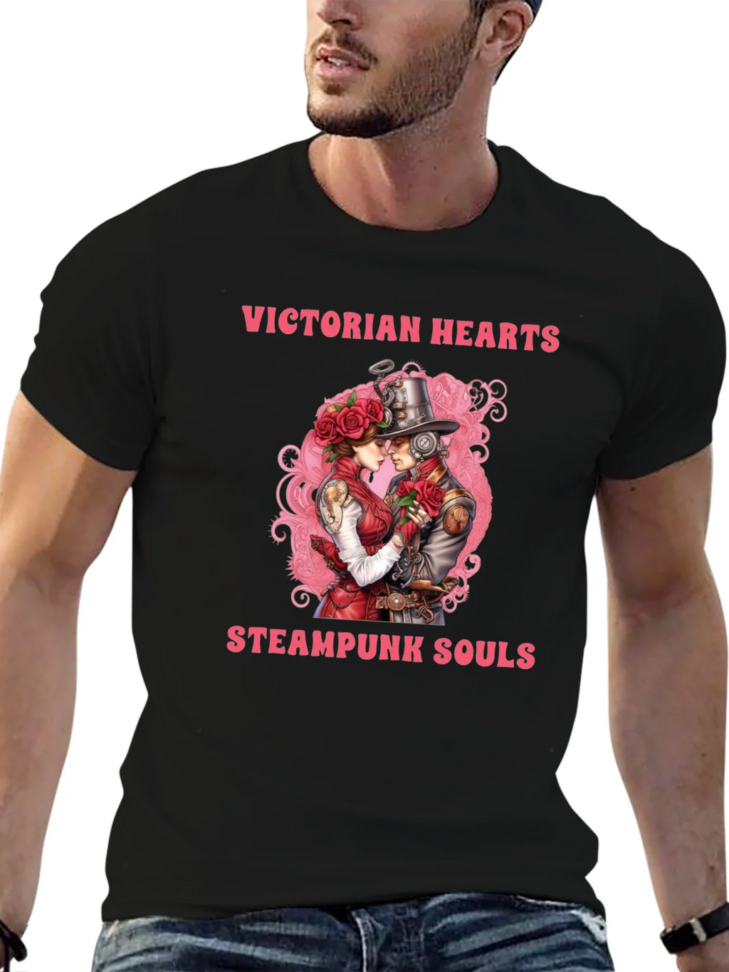 Victorian Hearts Steampunk Souls Black T-Shirt product image 6