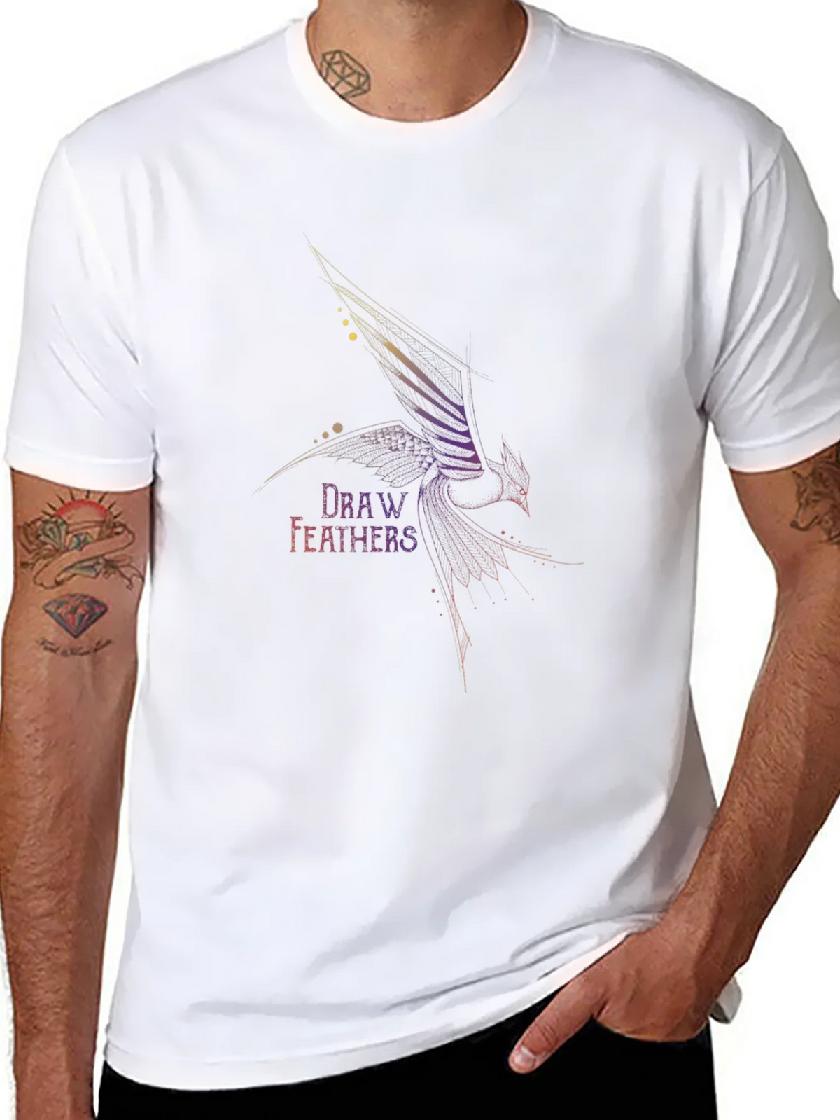 Draw Feathers Graphic T-Shirt product image 7