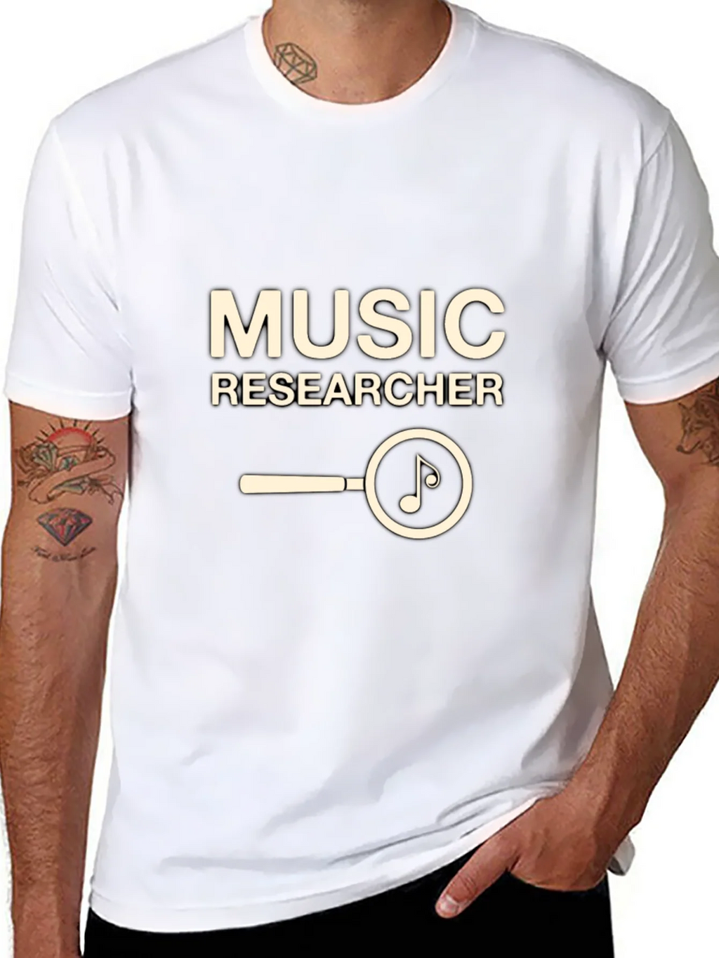 Music Researcher T-Shirt - Black Cotton Tee product image 7