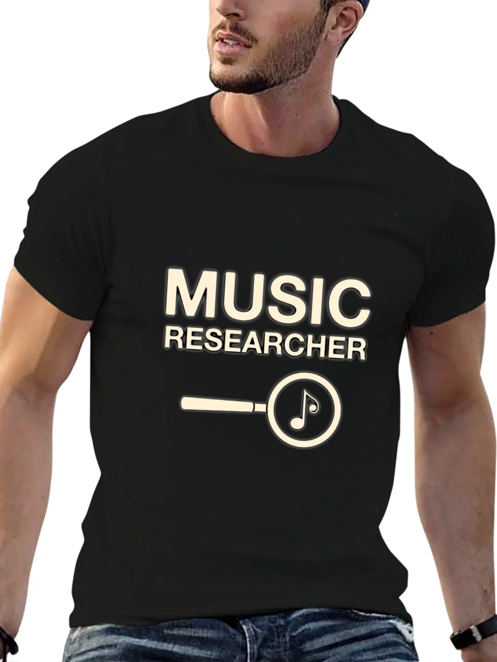 Music Researcher T-Shirt - Black Cotton Tee product image 6