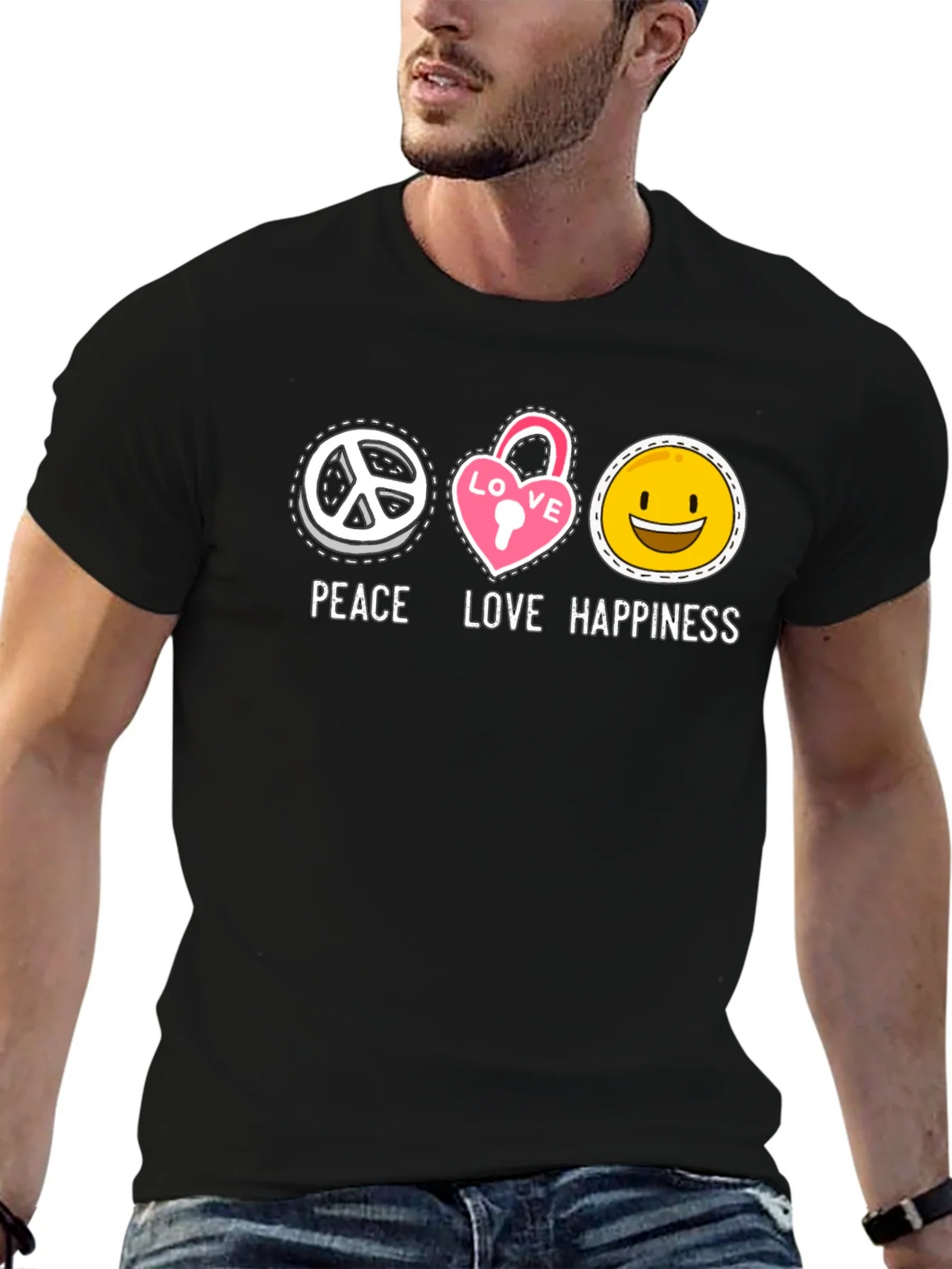 Peace Love Happiness Graphic Tee product image 4