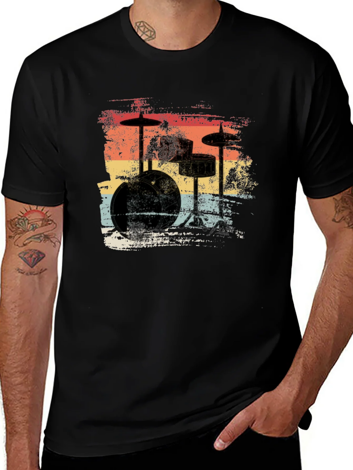 Retro Drum Set T-Shirt - Vintage Style Music Tee product image 1