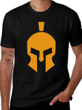 Spartan Helmet Graphic Tee - Black Cotton Casual T-Shirt product image 1