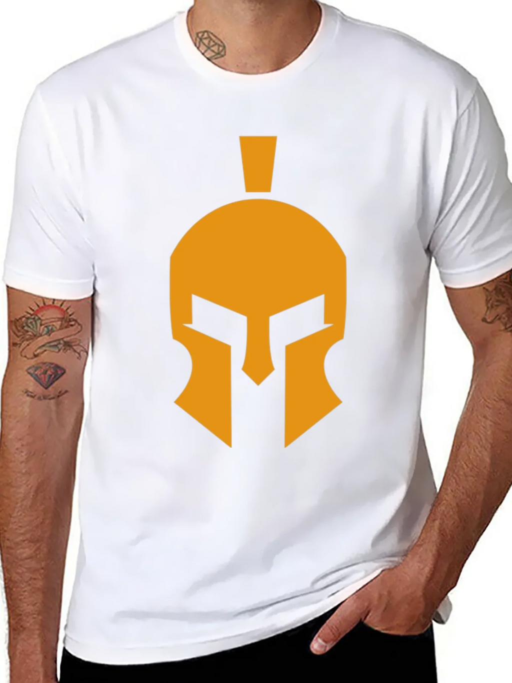 Spartan Helmet Graphic Tee - Black Cotton Casual T-Shirt product image 7