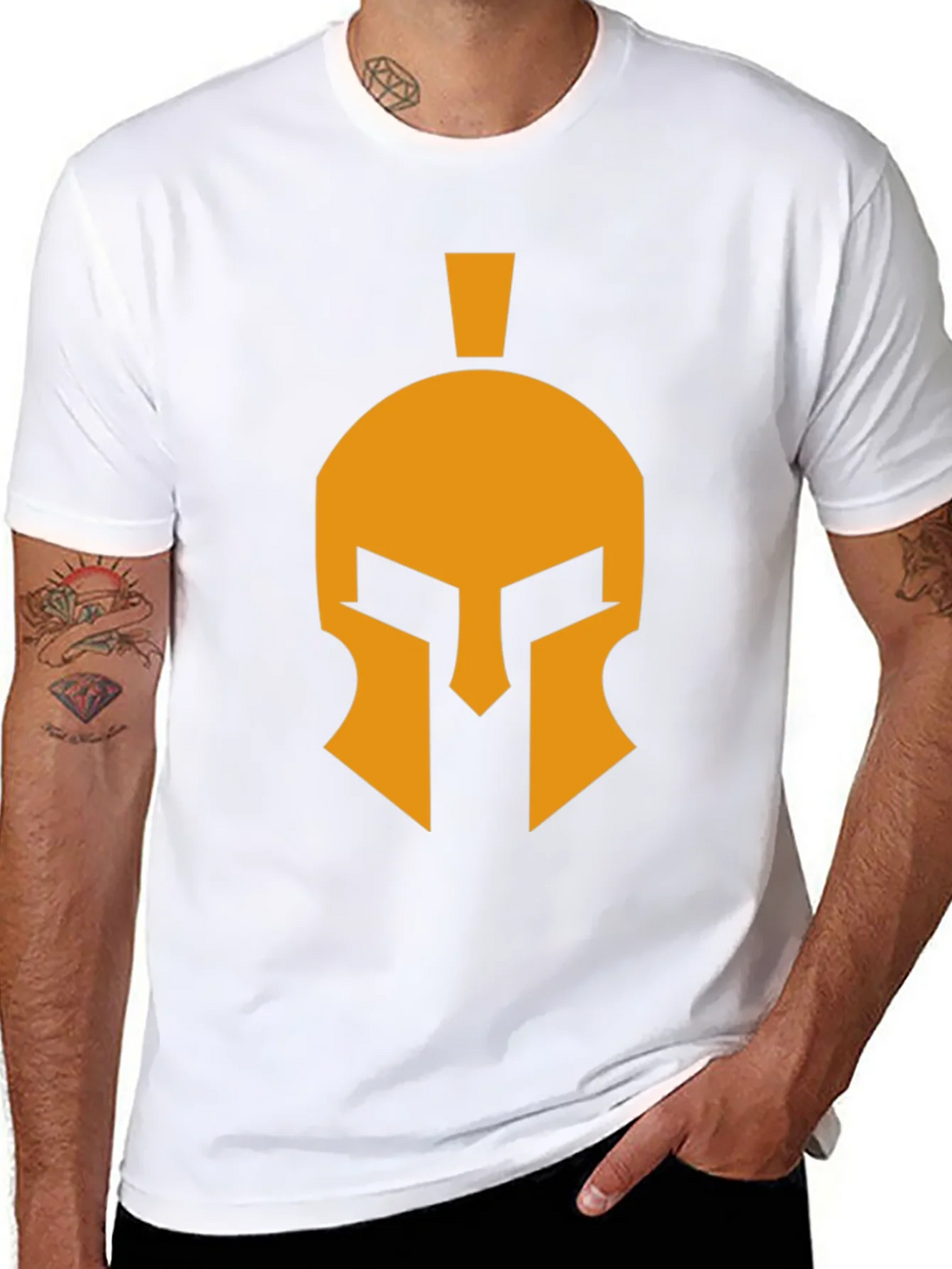 Spartan Helmet Graphic Tee - Black Cotton Casual T-Shirt product image 7