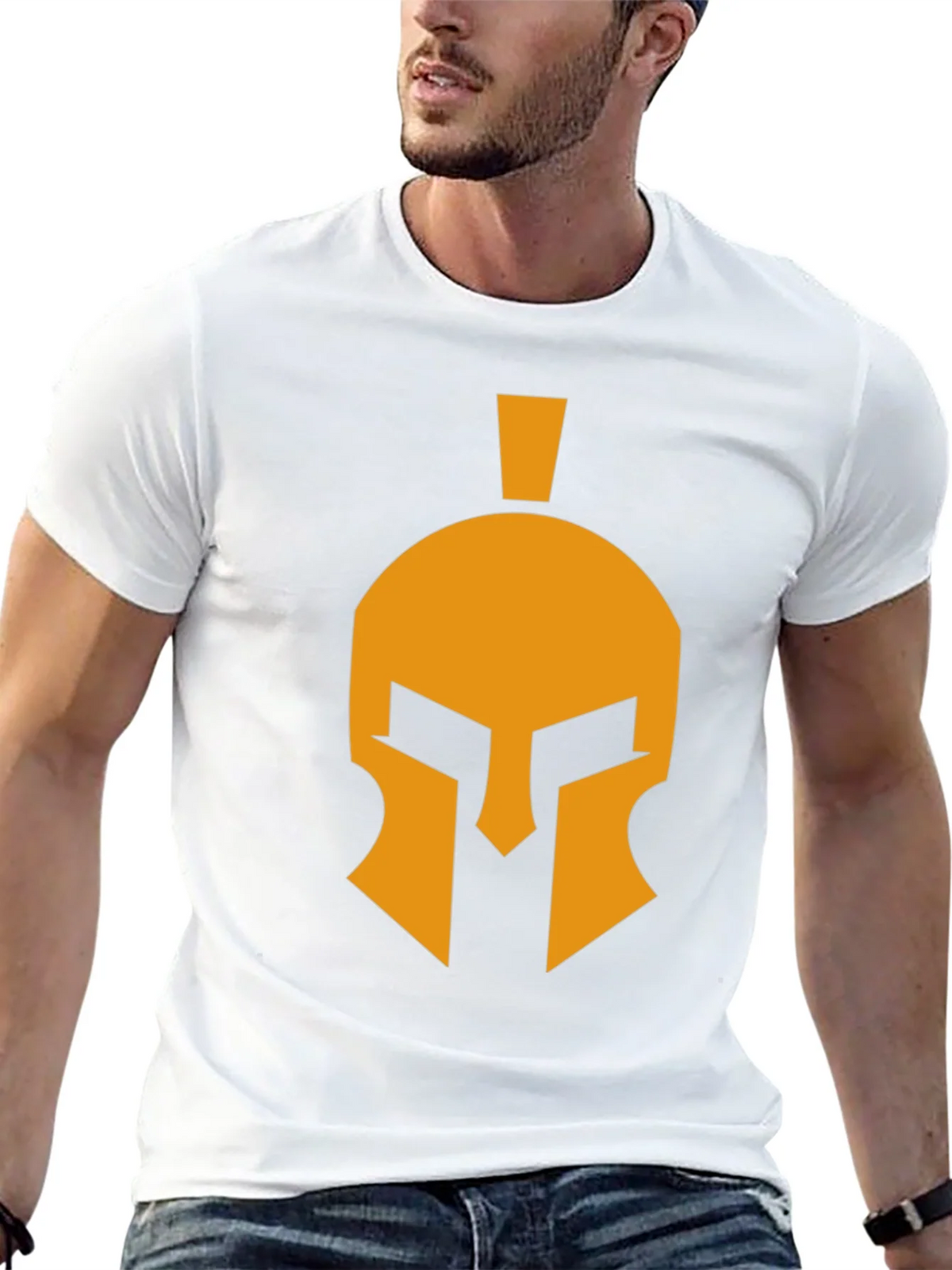 Spartan Helmet Graphic Tee - Black Cotton Casual T-Shirt product image 12