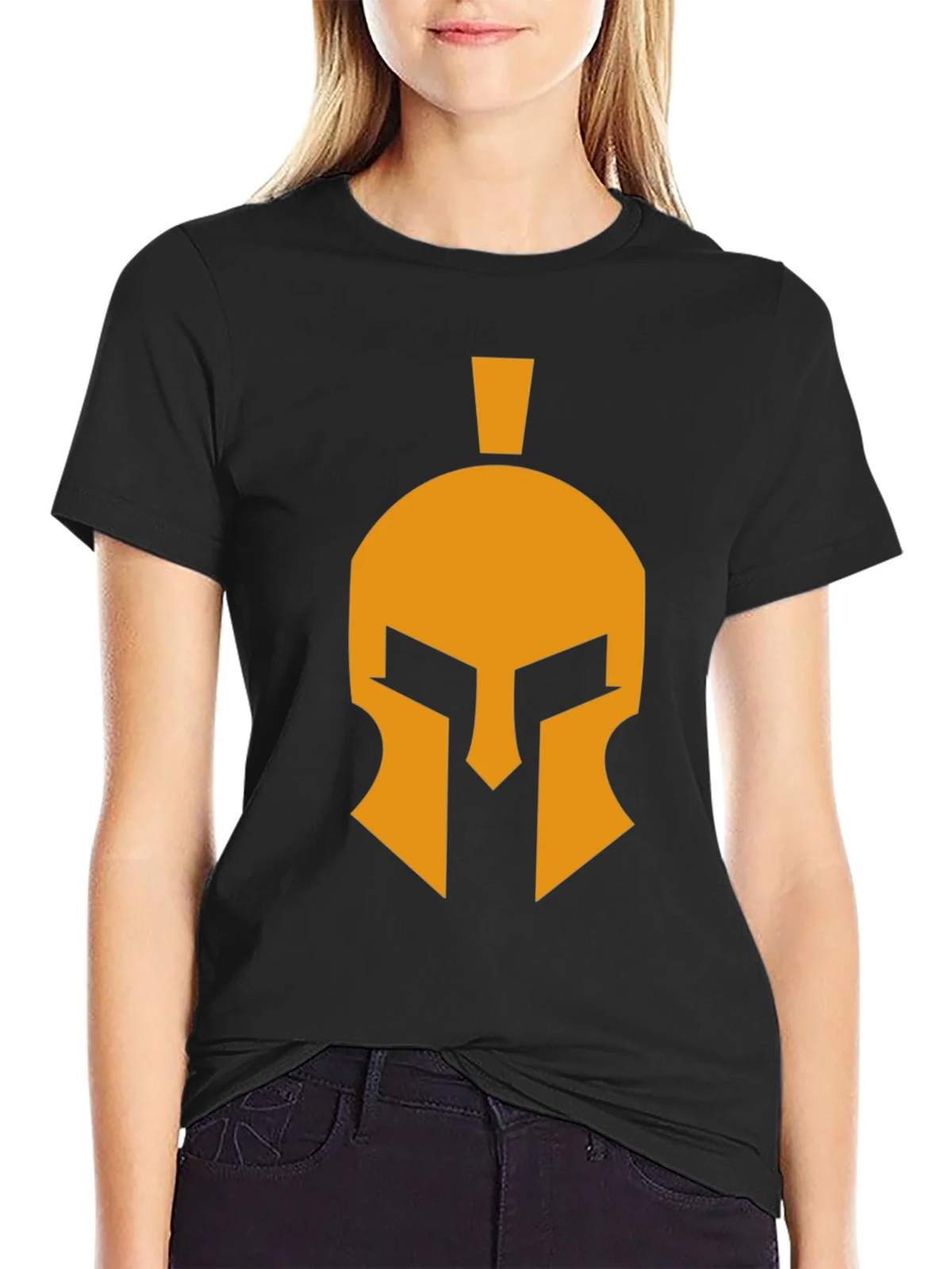Spartan Helmet Graphic Tee - Black Cotton Casual T-Shirt product image 2