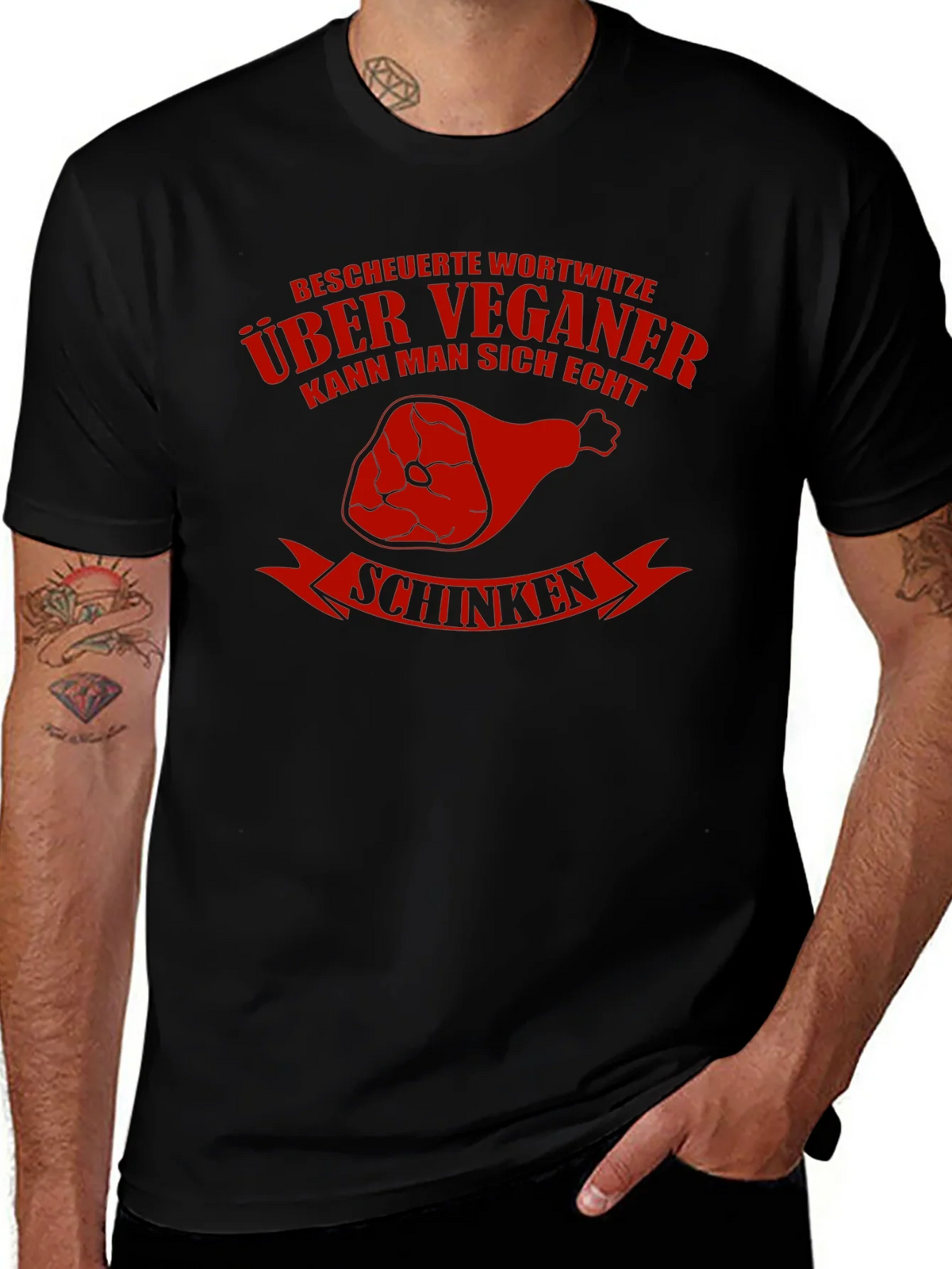 Vegan Humor T-Shirt - Schinken Design product image 1