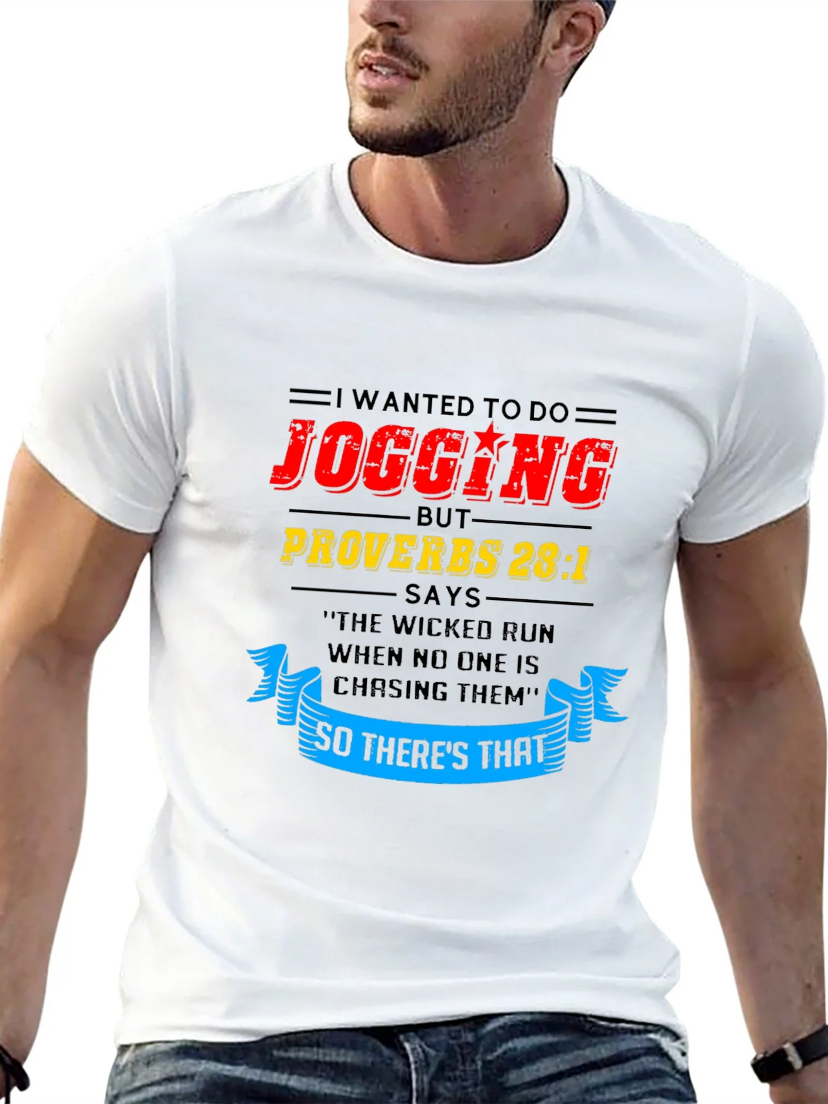 Funny Jogging T-Shirt - Proverbs 28:1 product image 12