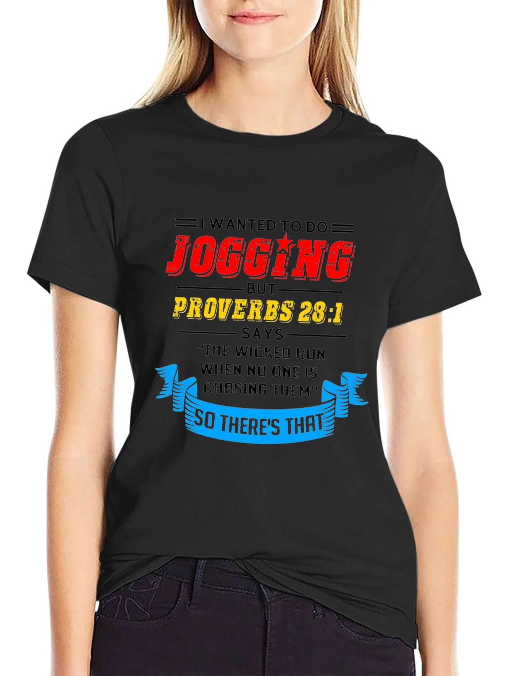 Funny Jogging T-Shirt - Proverbs 28:1 product image 2