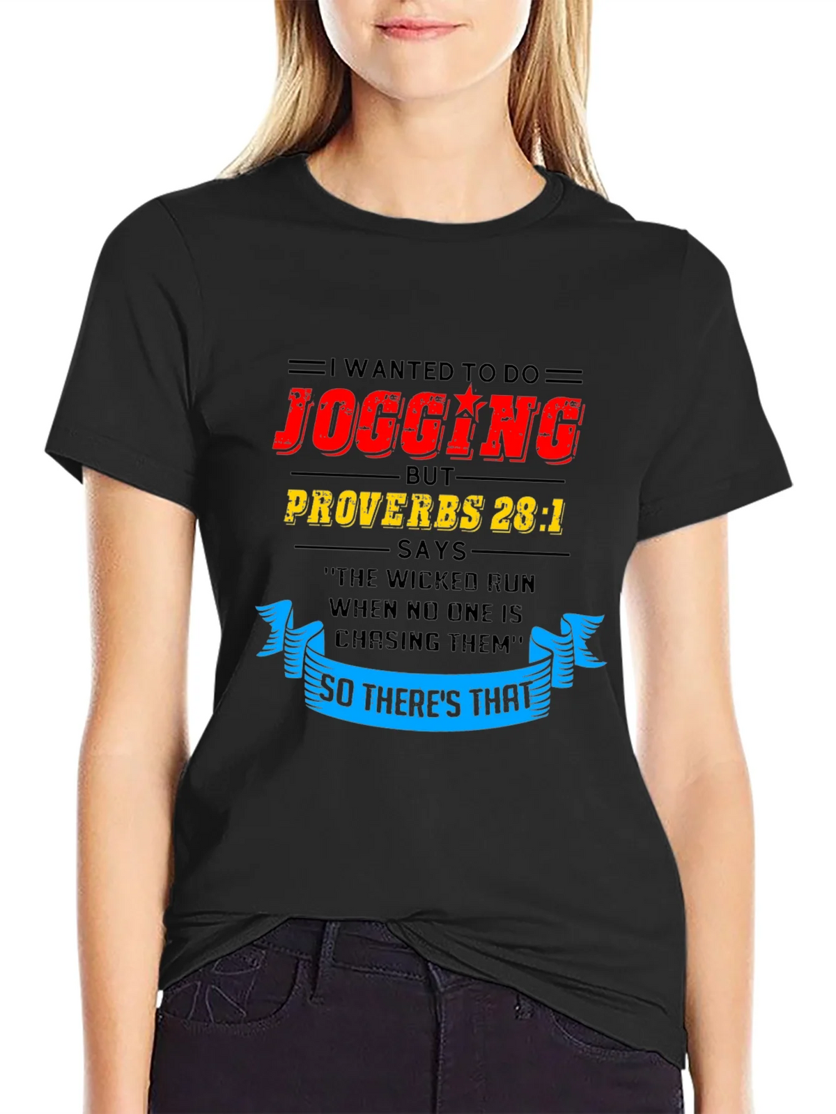 Funny Jogging T-Shirt - Proverbs 28:1 product image 2
