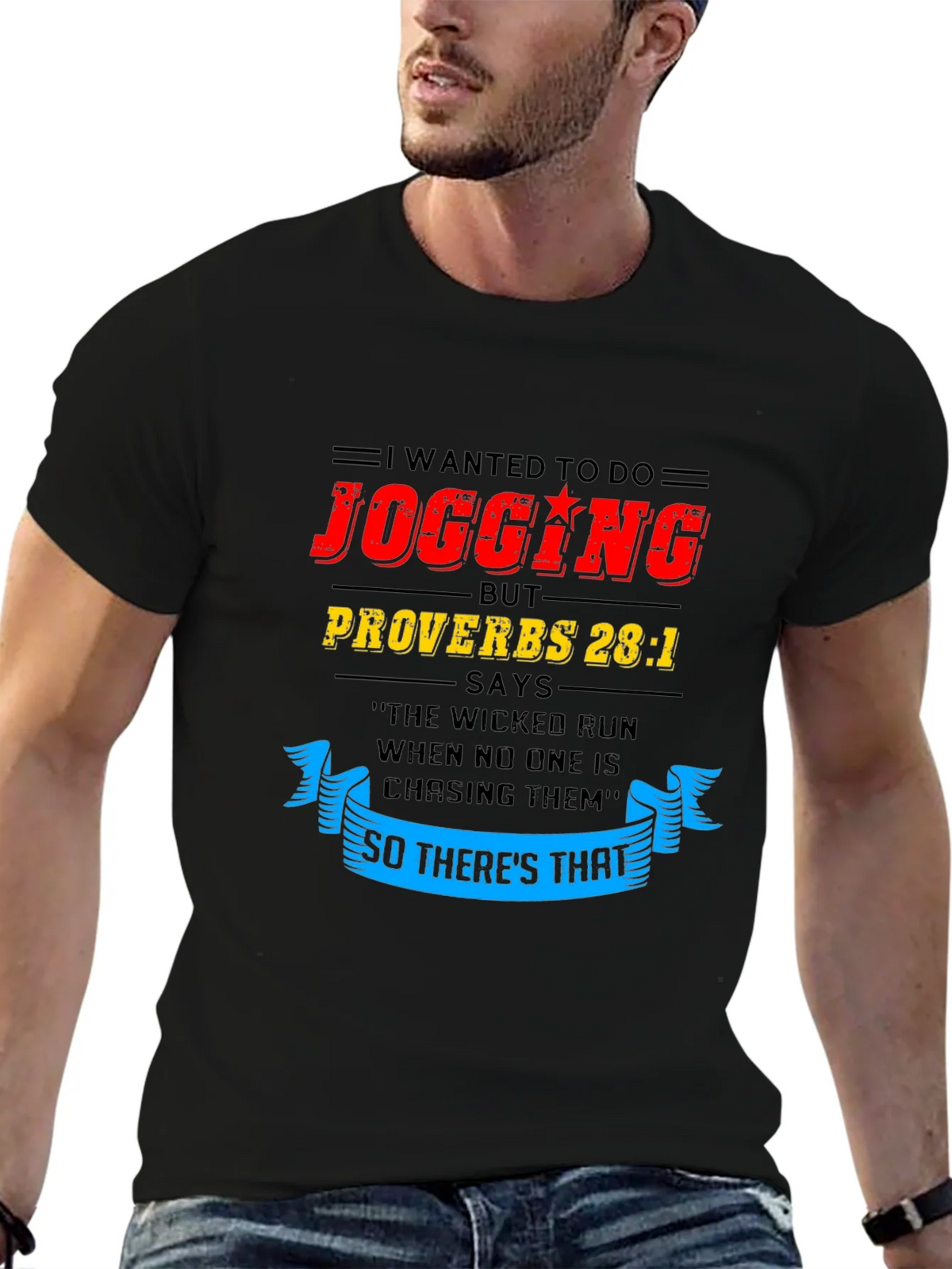 Funny Jogging T-Shirt - Proverbs 28:1 product image 6