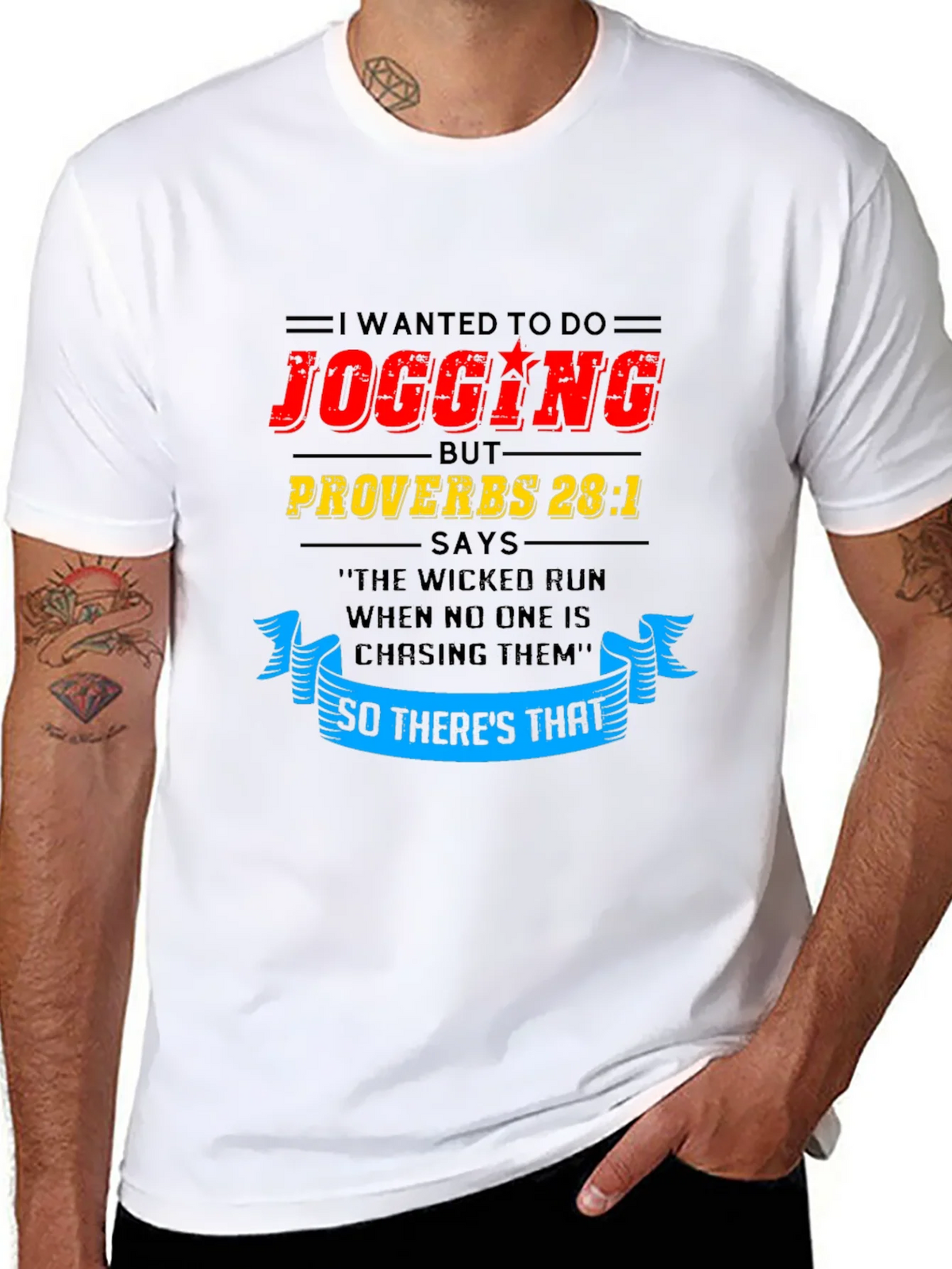 Funny Jogging T-Shirt - Proverbs 28:1 product image 7