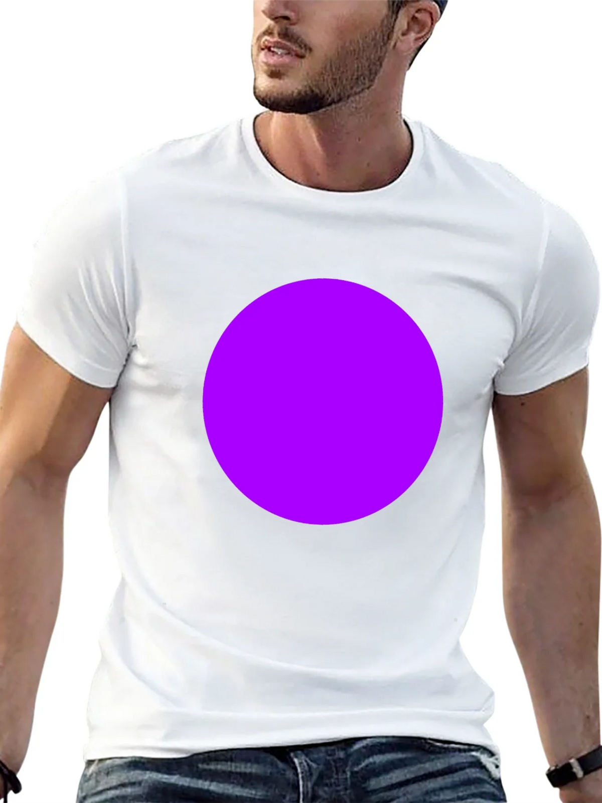 Mens Black T-Shirt with Bold Purple Circle Design product image 12