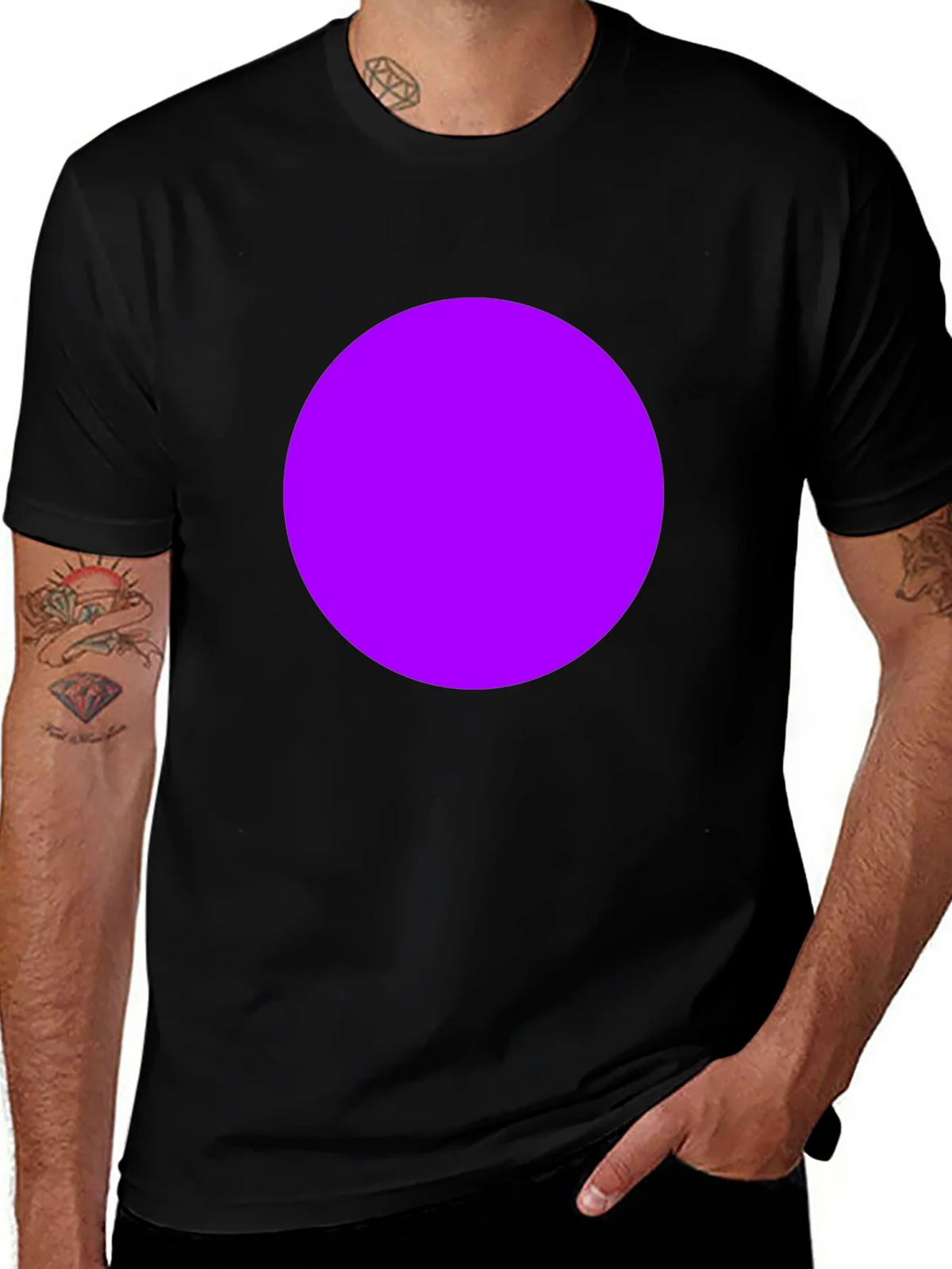 Mens Black T-Shirt with Bold Purple Circle Design product image 1