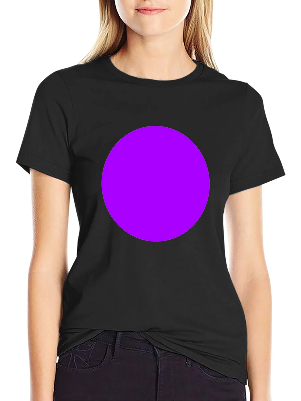 Mens Black T-Shirt with Bold Purple Circle Design product image 2