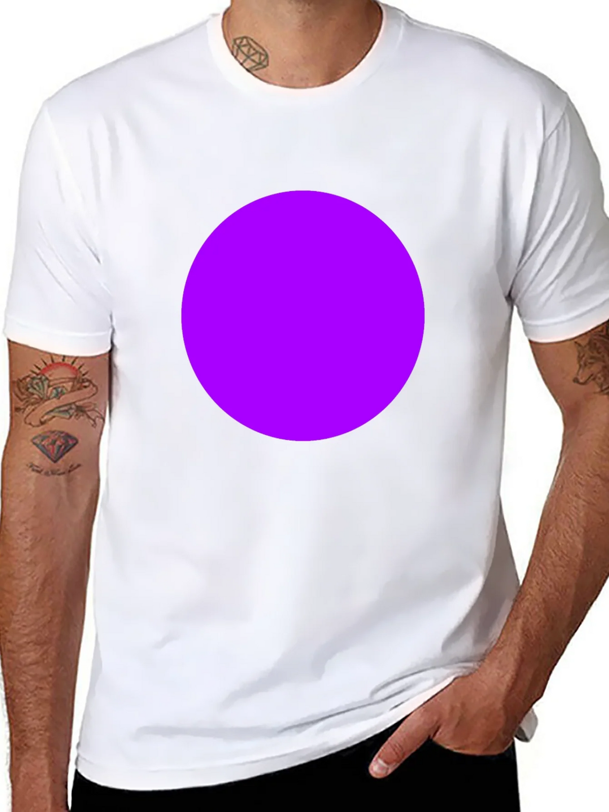 Mens Black T-Shirt with Bold Purple Circle Design product image 7