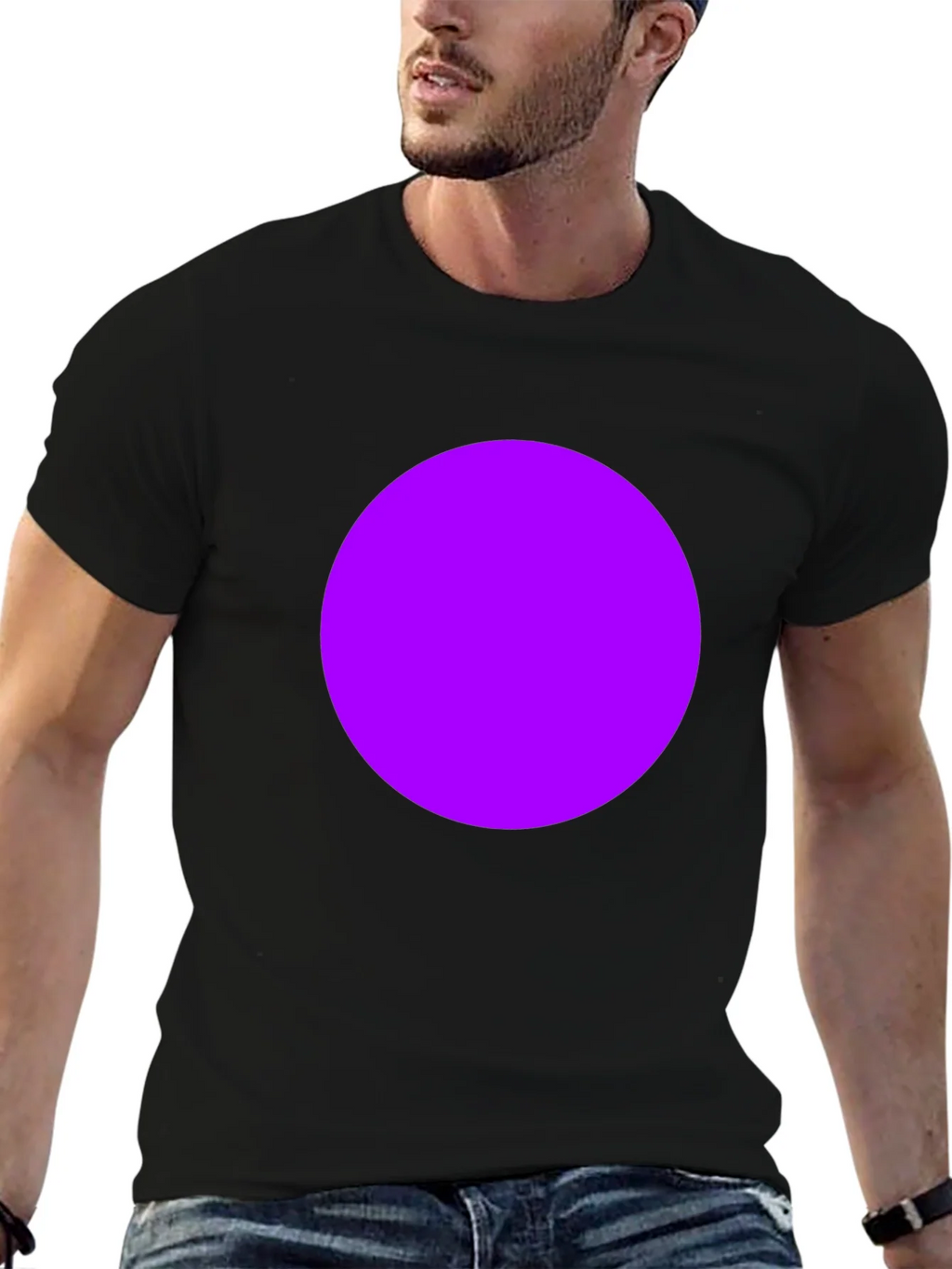 Mens Black T-Shirt with Bold Purple Circle Design product image 6