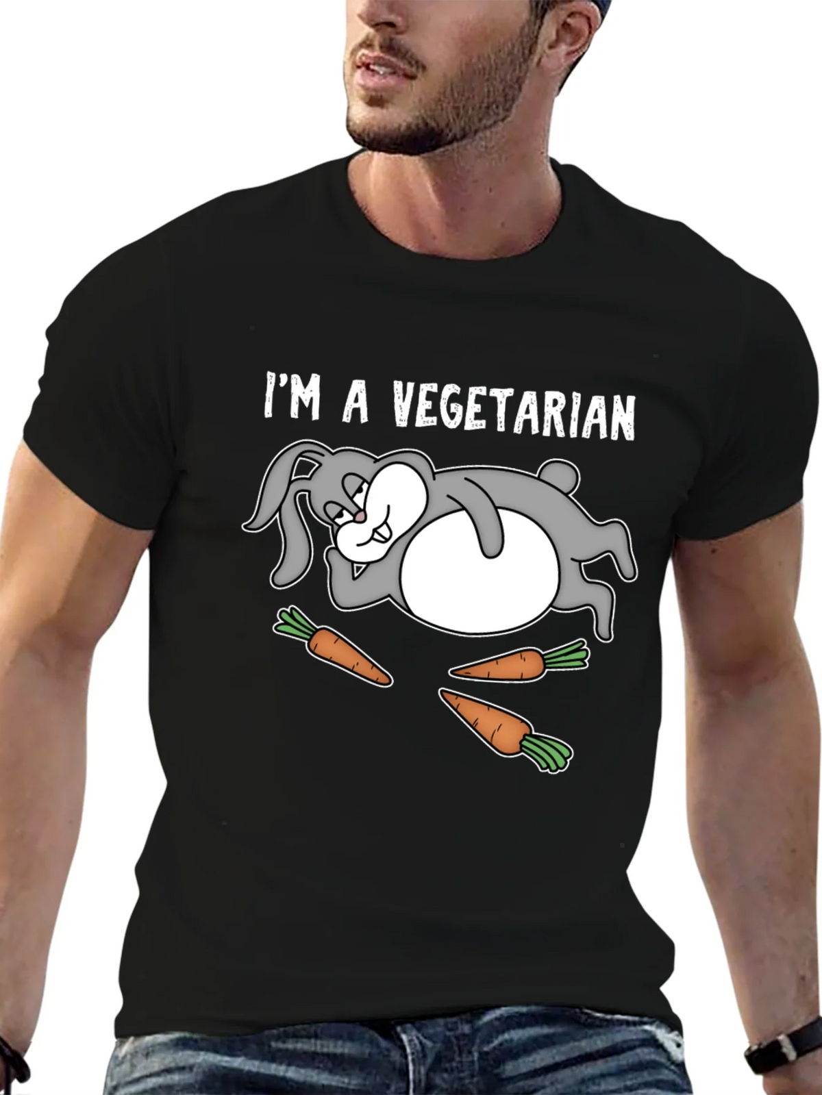 Vegetarian Rabbit T-Shirt Funny Graphic Tee product image 6