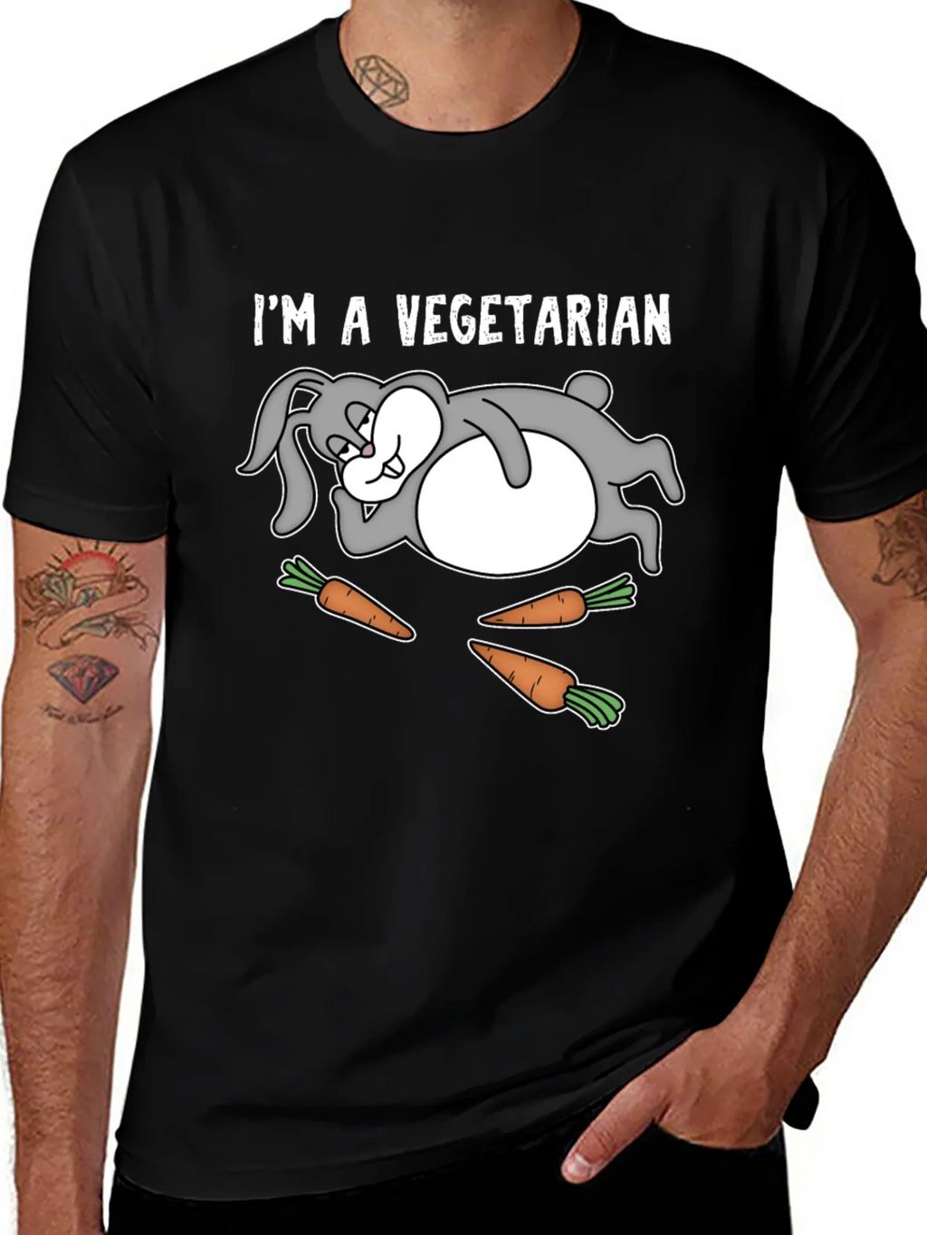 Vegetarian Rabbit T-Shirt Funny Graphic Tee product image 1
