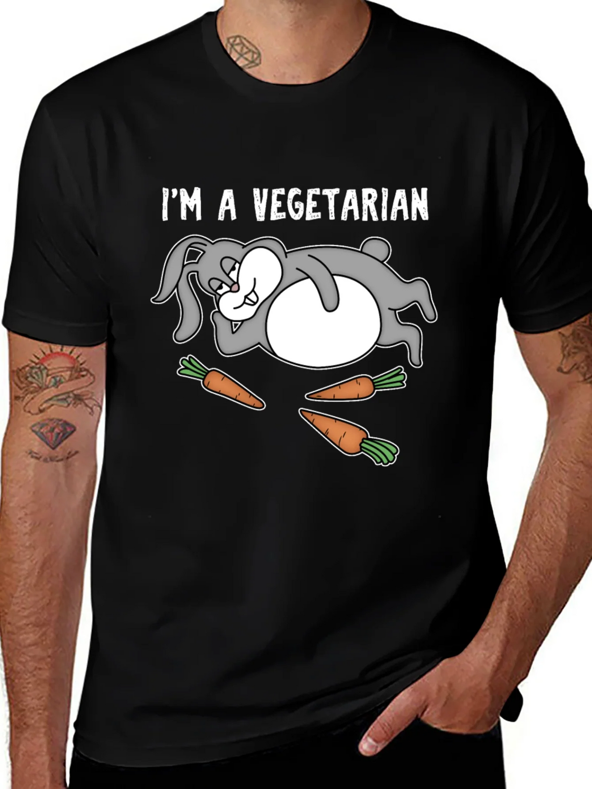 Vegetarian Rabbit T-Shirt Funny Graphic Tee product image 1