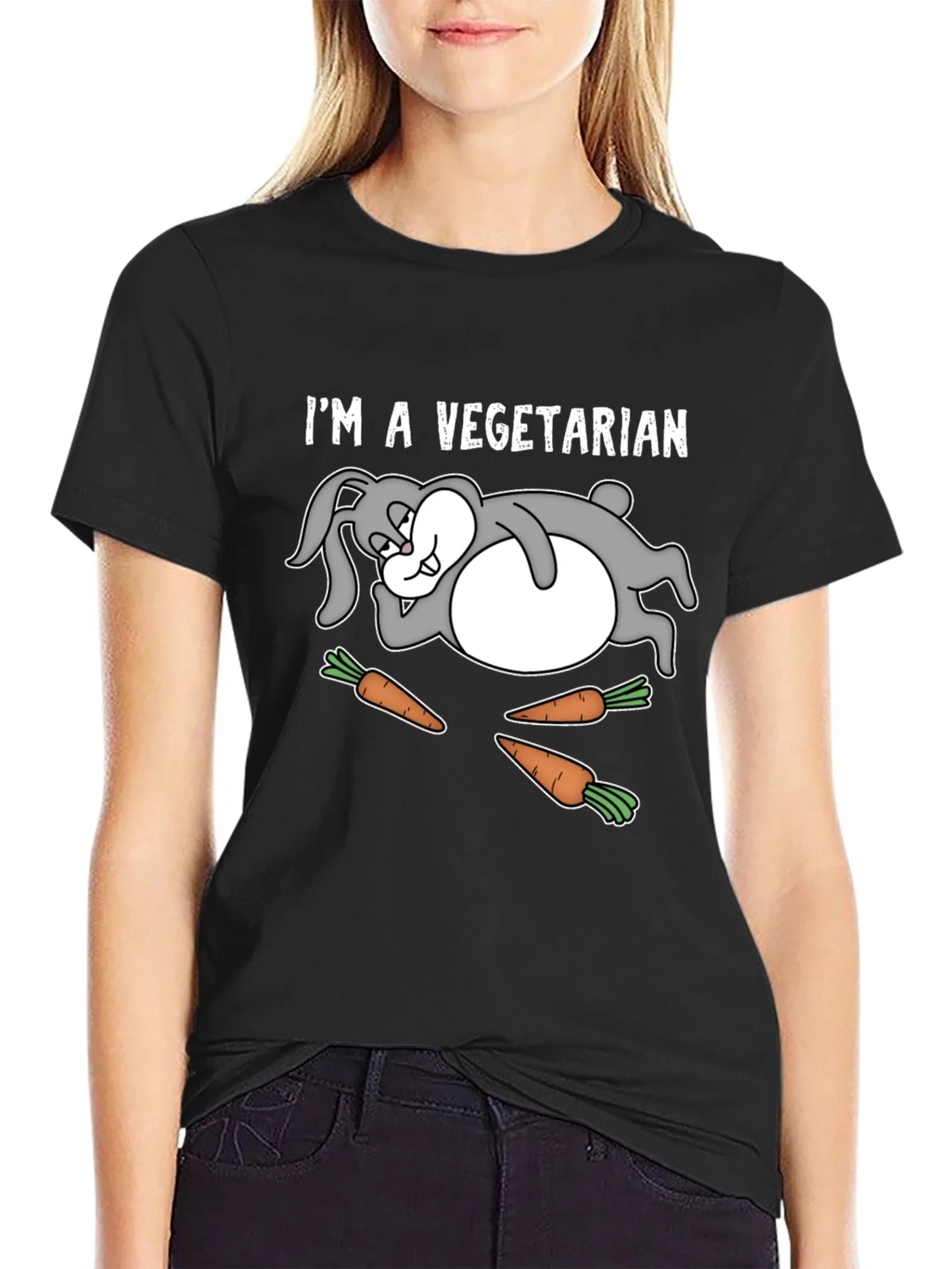 Vegetarian Rabbit T-Shirt Funny Graphic Tee product image 2