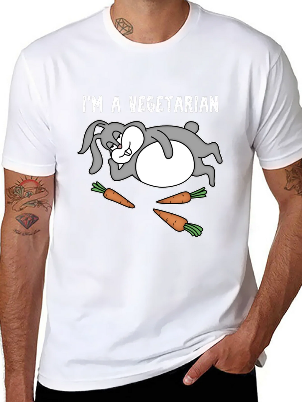 Vegetarian Rabbit T-Shirt Funny Graphic Tee product image 7