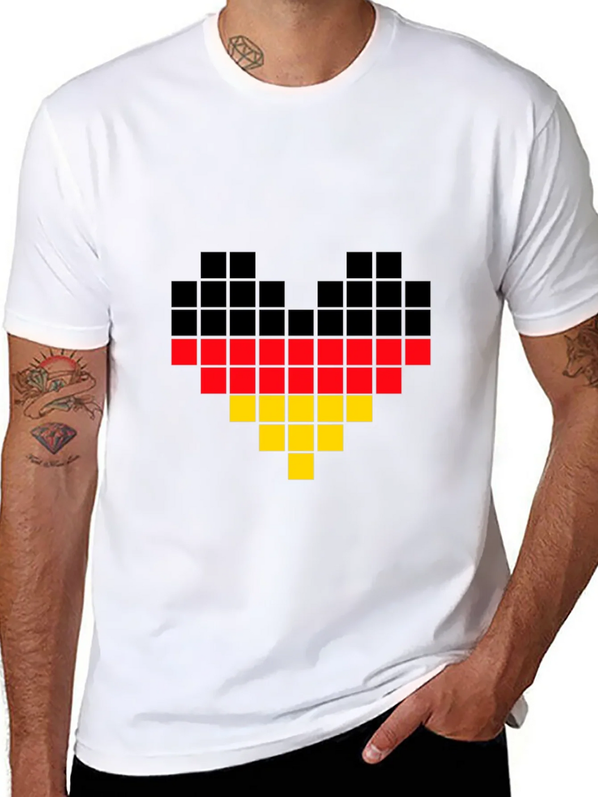 Pixel Germany Flag Heart T-Shirt - Black product image 7