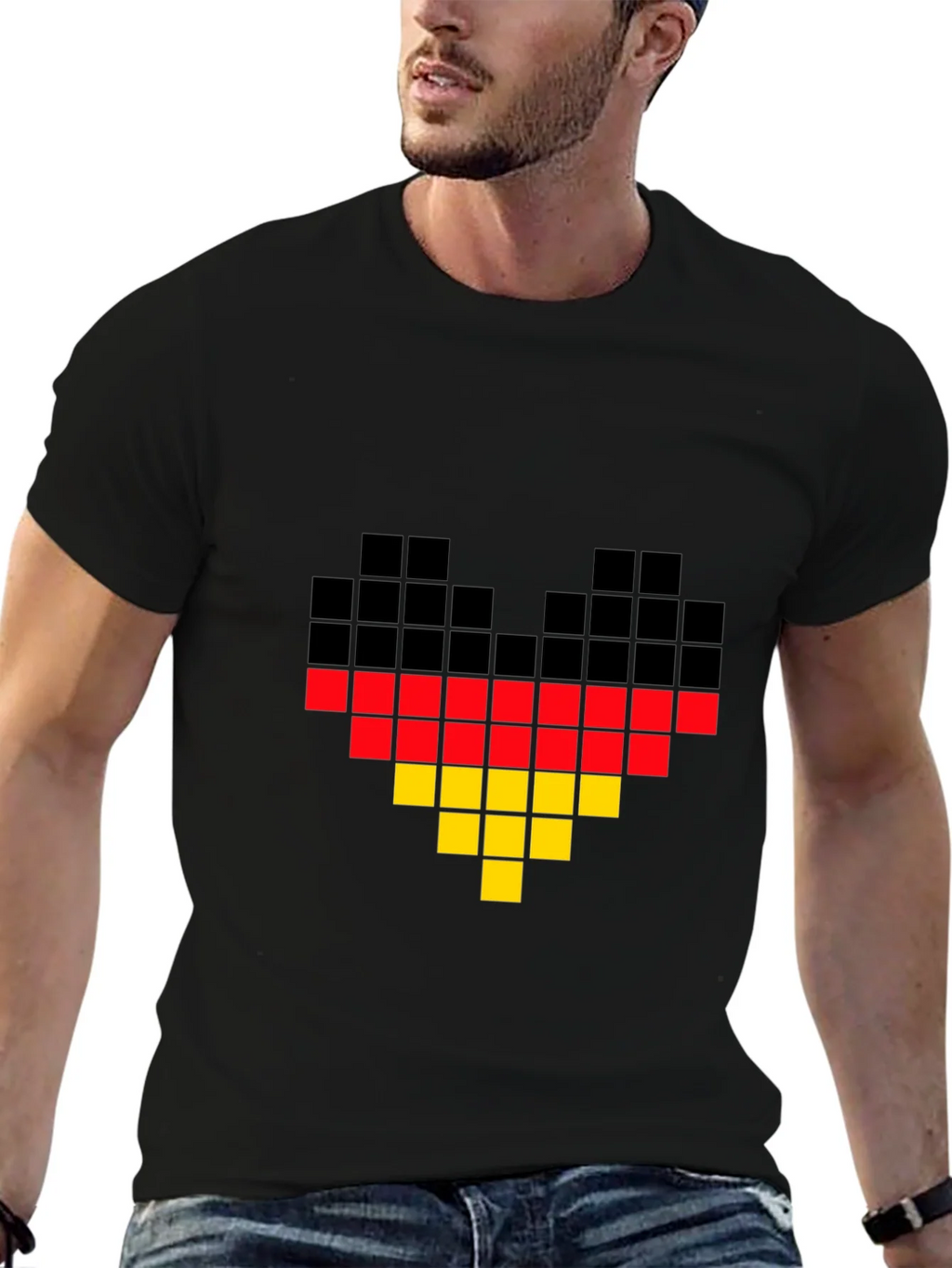 Pixel Germany Flag Heart T-Shirt - Black product image 6