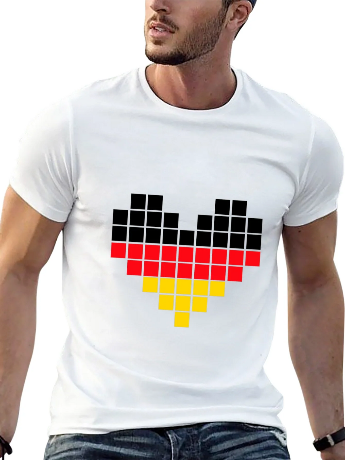 Pixel Germany Flag Heart T-Shirt - Black product image 12