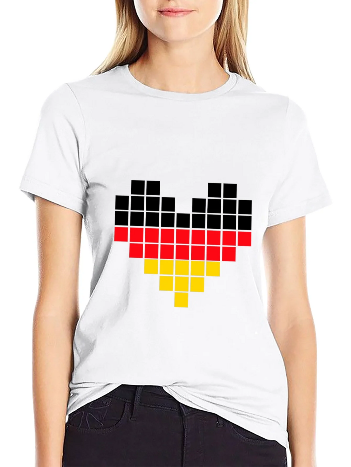 Pixel Germany Flag Heart T-Shirt - Black product image 8