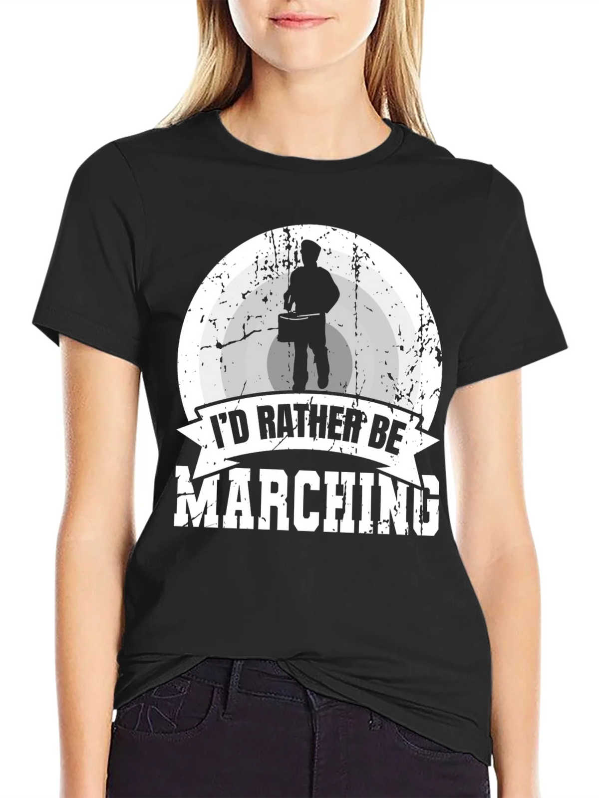 Id Rather Be Marching T-Shirt Black Cotton product image 1