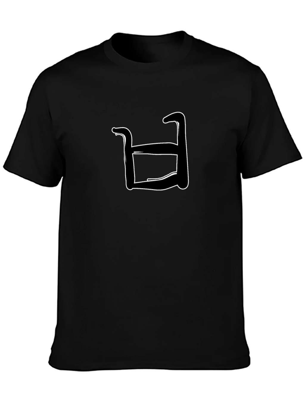 Abstract White Shape on Black T-Shirt product image 3