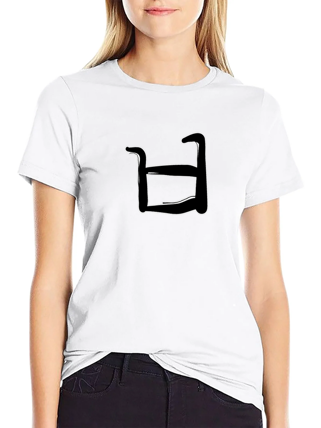 Abstract White Shape on Black T-Shirt product image 8