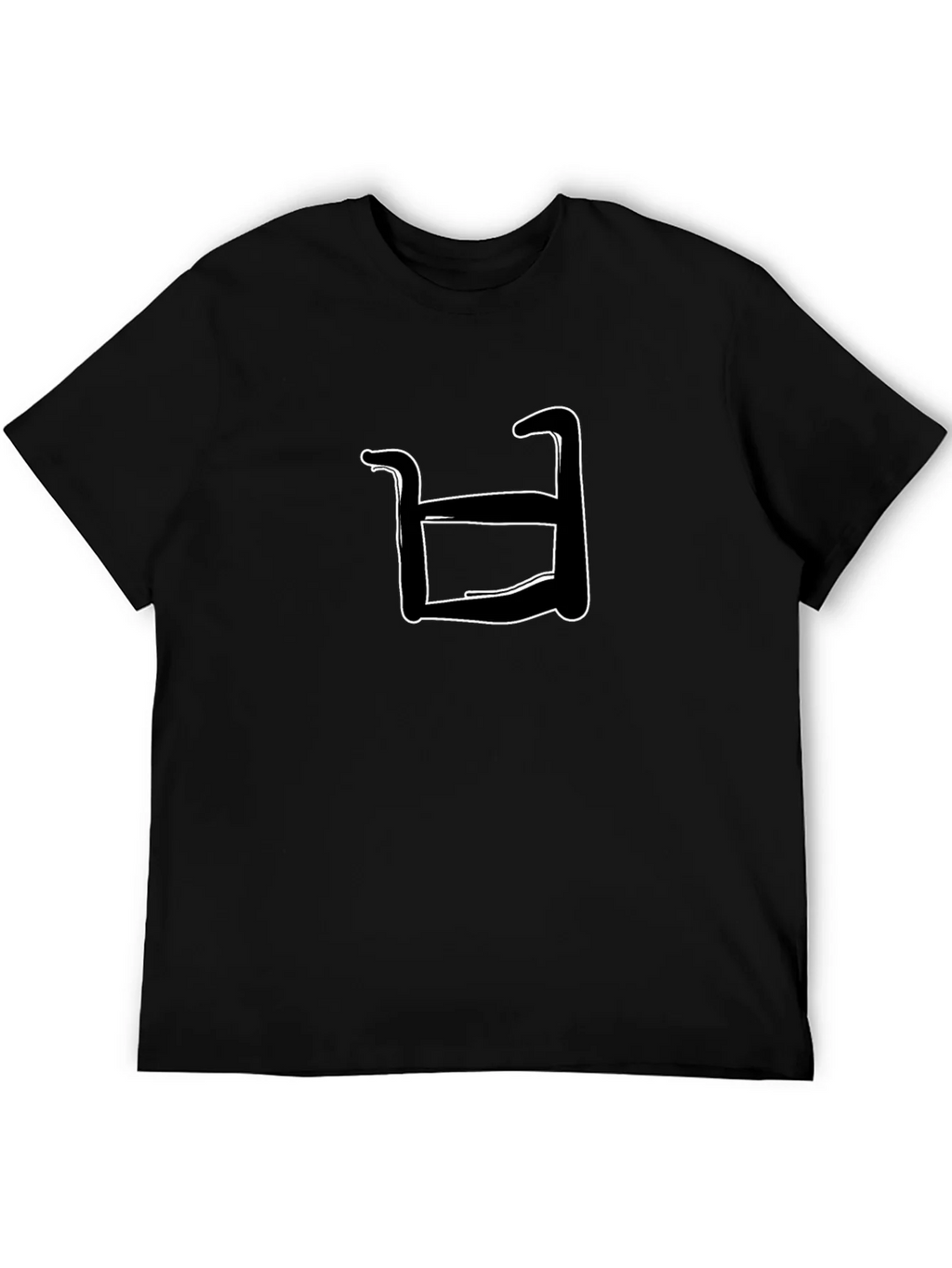 Abstract White Shape on Black T-Shirt product image 5