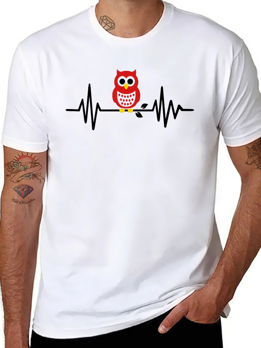 Owl Heartbeat Graphic Tee - Black product image 7