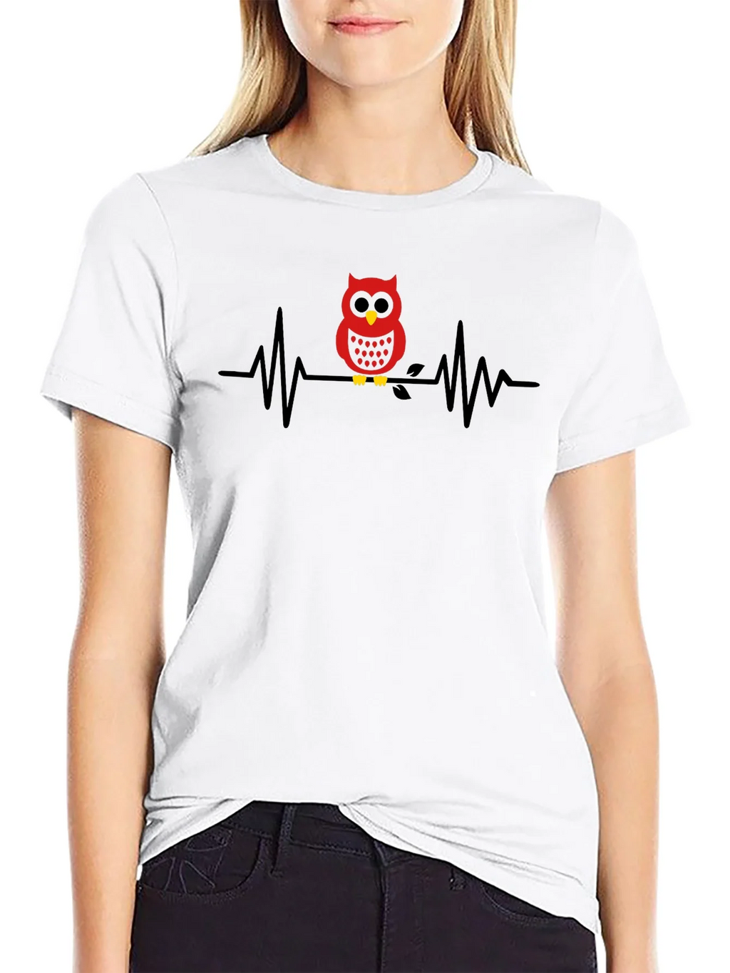 Owl Heartbeat Graphic Tee - Black product image 8