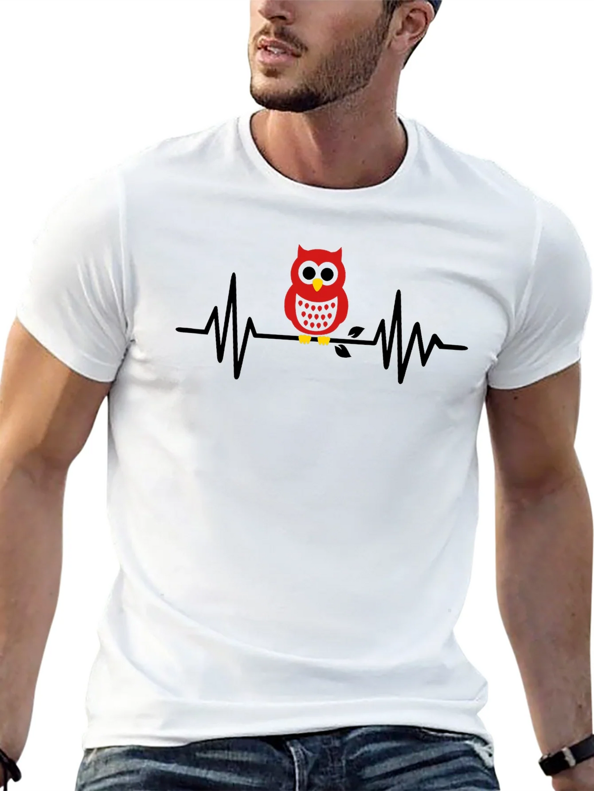 Owl Heartbeat Graphic Tee - Black product image 12