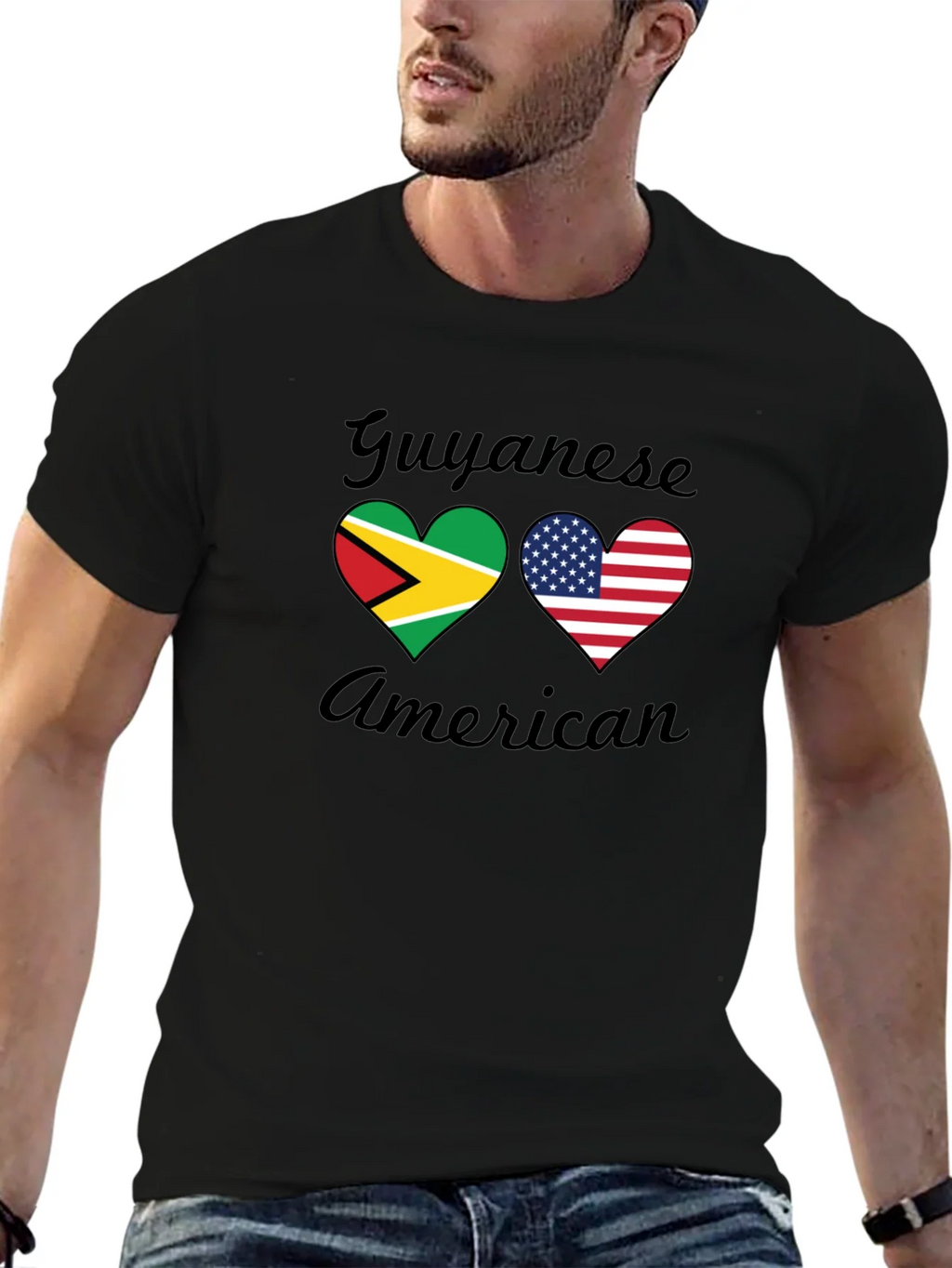 Guyanese American Flag Heart T-Shirt product image 2