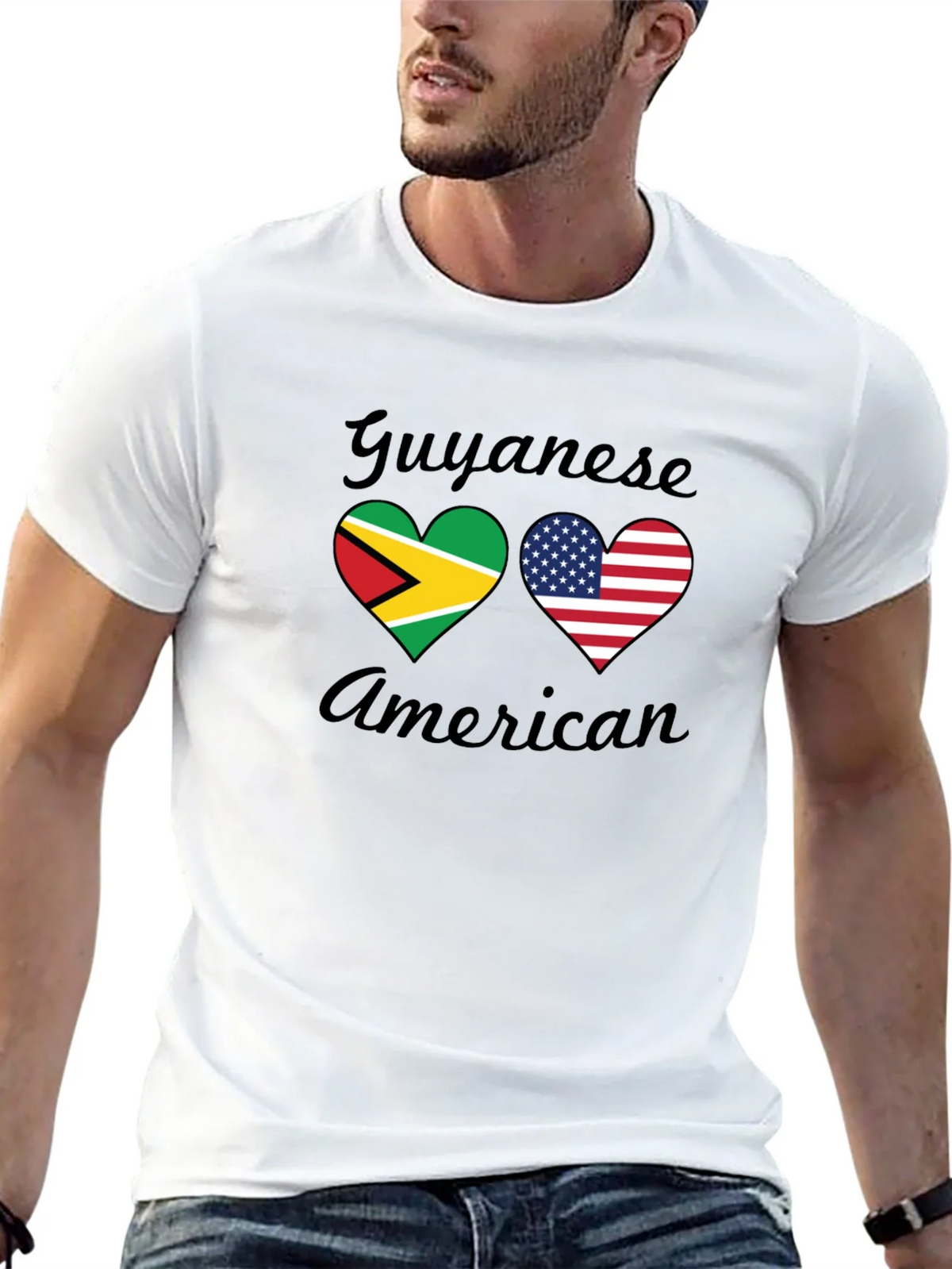 Guyanese American Flag Heart T-Shirt product image 5