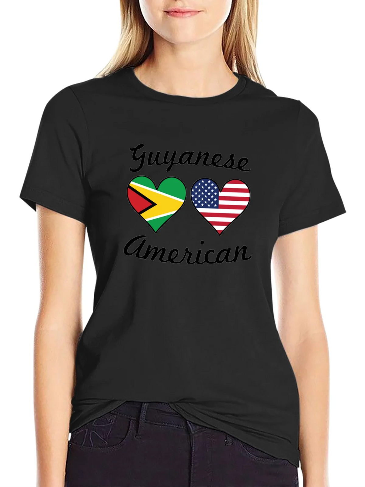 Guyanese American Flag Heart T-Shirt product image 1