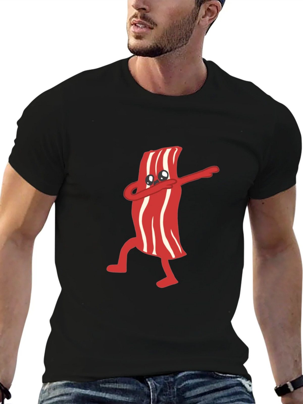 Dabbing Bacon Graphic Tee - Black T-Shirt product image 6
